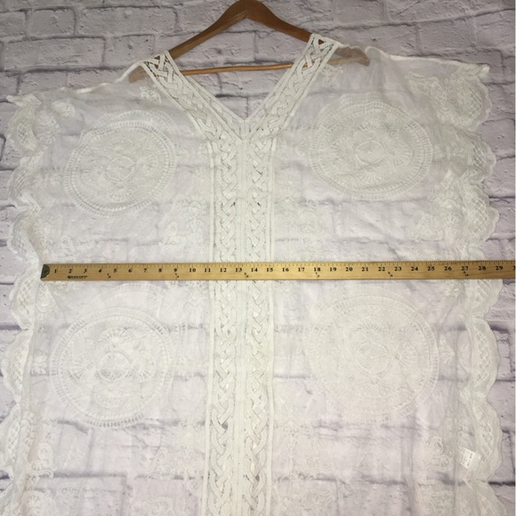 ✨NEW✨ Sheer Cover-Up Mesh Lace Maxi Beach Swimsuit Caftan Women’s ONE SIZE OS - Picture 3 of 12